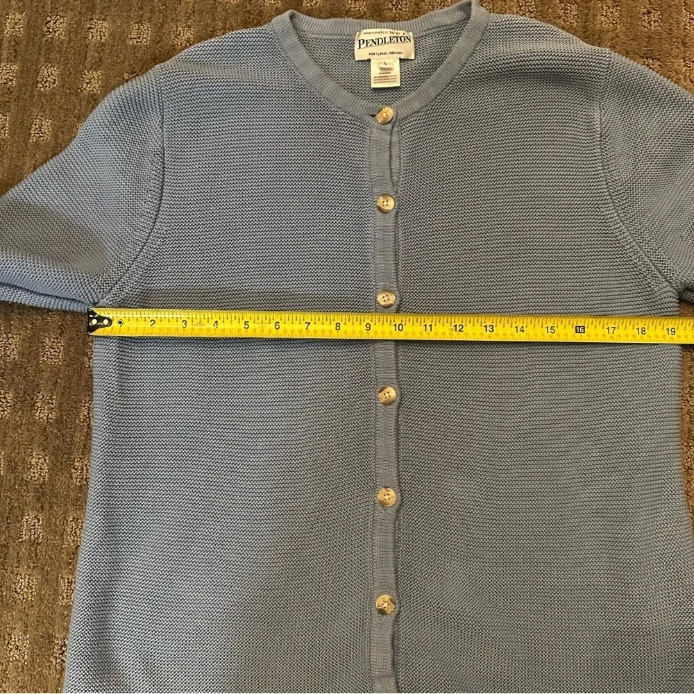 Pendleton Cardigan Coastal Nautical Icy Blue Knit Cottagecore Pastel Size L READ - Picture 7 of 10